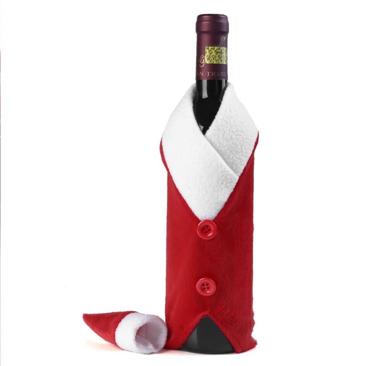 Christmas Santa Clause Button Wine Bottle Cover Holder Gift Bag Home Party Decoration-1
