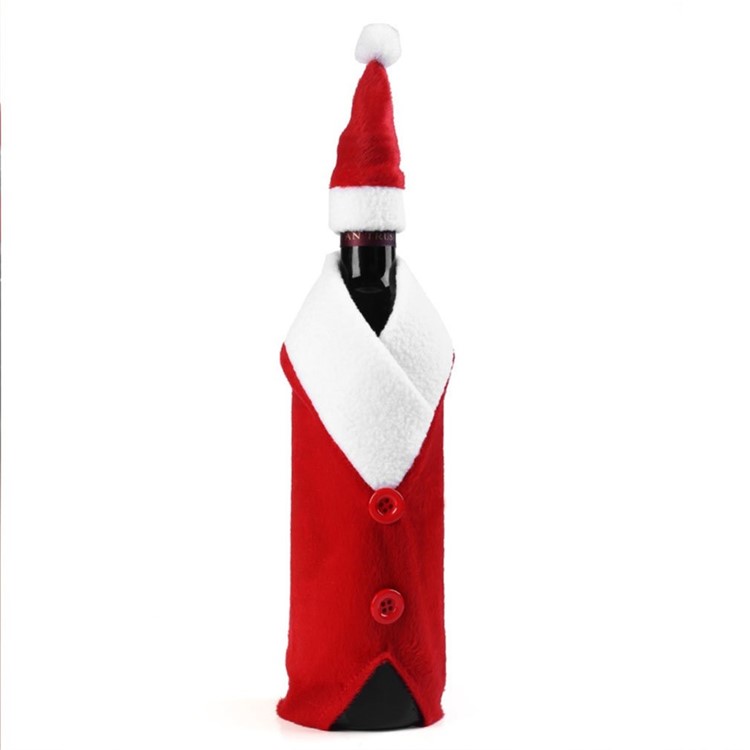 Christmas Santa Clause Button Wine Bottle Cover Holder Gift Bag Home Party Decoration-3