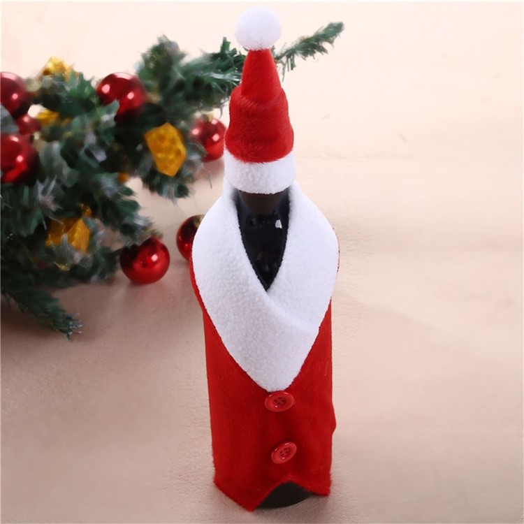Christmas Santa Clause Button Wine Bottle Cover Holder Gift Bag Home Party Decoration-4