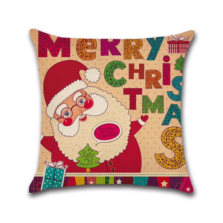 Christmas Santa Claus Square Pattern Cotton Throw Pillow Case Pillow Cover, Size: 45 x 45cm-2