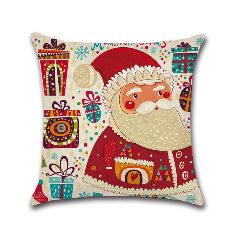 Christmas Santa Claus Square Pattern Cotton Throw Pillow Case Pillow Cover, Size: 45 x 45cm-3