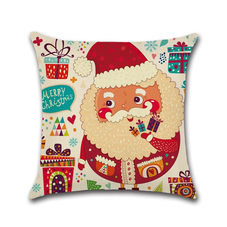 Christmas Santa Claus Square Pattern Cotton Throw Pillow Case Pillow Cover, Size: 45 x 45cm-4