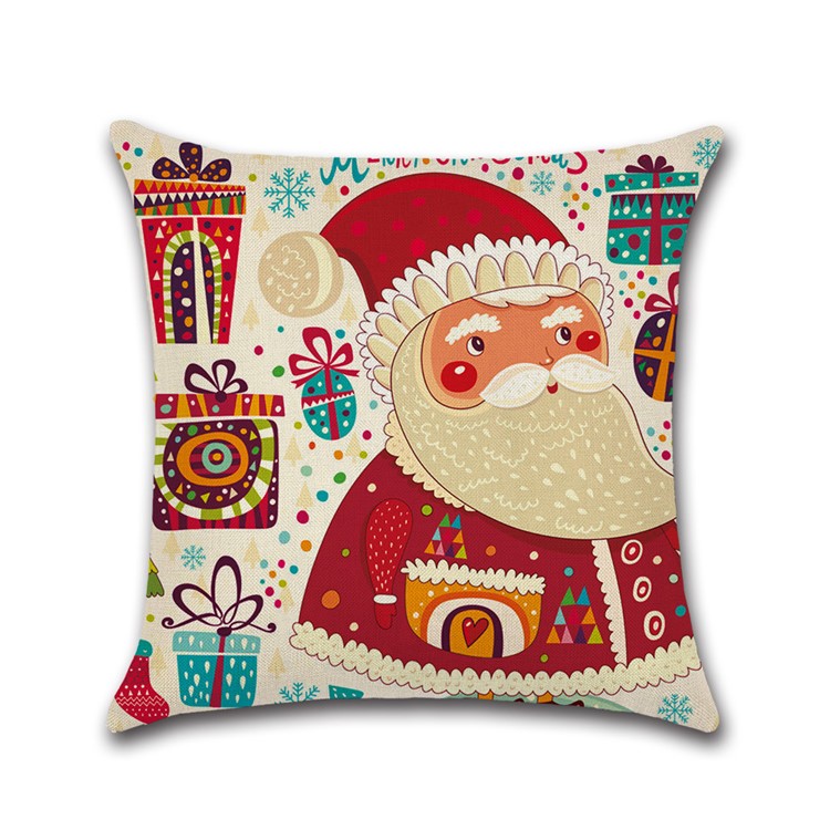Christmas Santa Claus Square Pattern Cotton Throw Pillow Case Pillow Cover, Size: 45 x 45cm-6