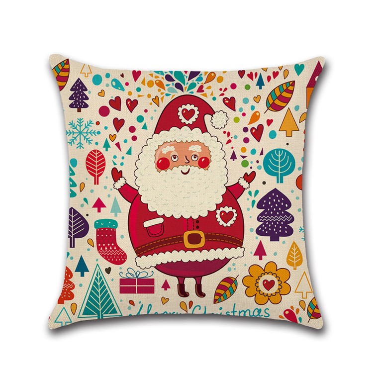 Christmas Santa Claus Square Pattern Cotton Throw Pillow Case Pillow Cover, Size: 45 x 45cm-7