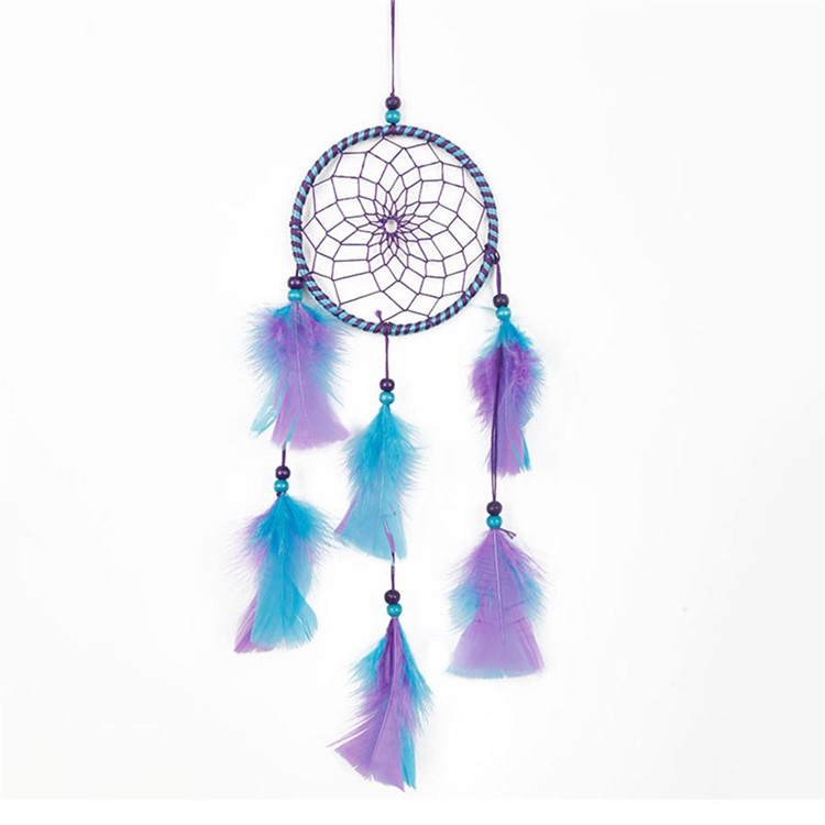 Popular Handmade Hanging Decoration for Wall Home Car Dream Catcher Feather Pendant Ornament - Purple-2