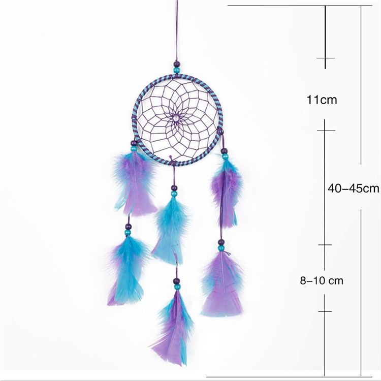 Popular Handmade Hanging Decoration for Wall Home Car Dream Catcher Feather Pendant Ornament - Purple-3