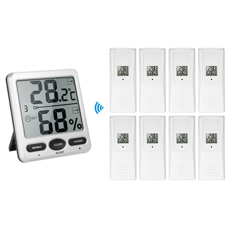 TS-WS-07-X6 Wireless Indoor/Outdoor 8-Channel Thermo-Hygrometer with Jumbo Display-10