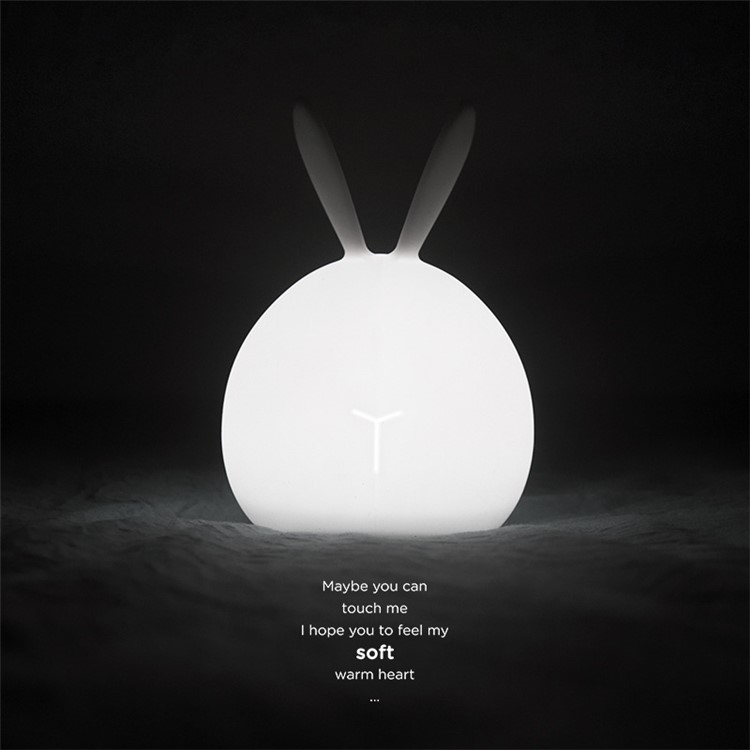 LED Night Silicone Rabbit Warm Light Tap Control Lamp Rechargeable Bunny Sensor Touch Light - White-2