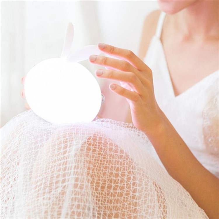 LED Night Silicone Rabbit Warm Light Tap Control Lamp Rechargeable Bunny Sensor Touch Light - White-3