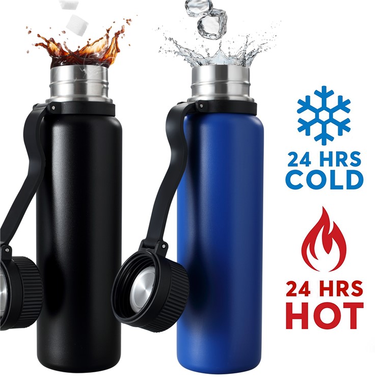 750ML Double Wall Vacuum Insulated Stainless Steel Water Bottle Cup for Outdoor Sports Camping Hiking - Black-11