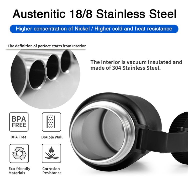 1000ml Double Wall Vacuum Insulated Stainless Steel Water Bottle Cup for Outdoor - Black-6