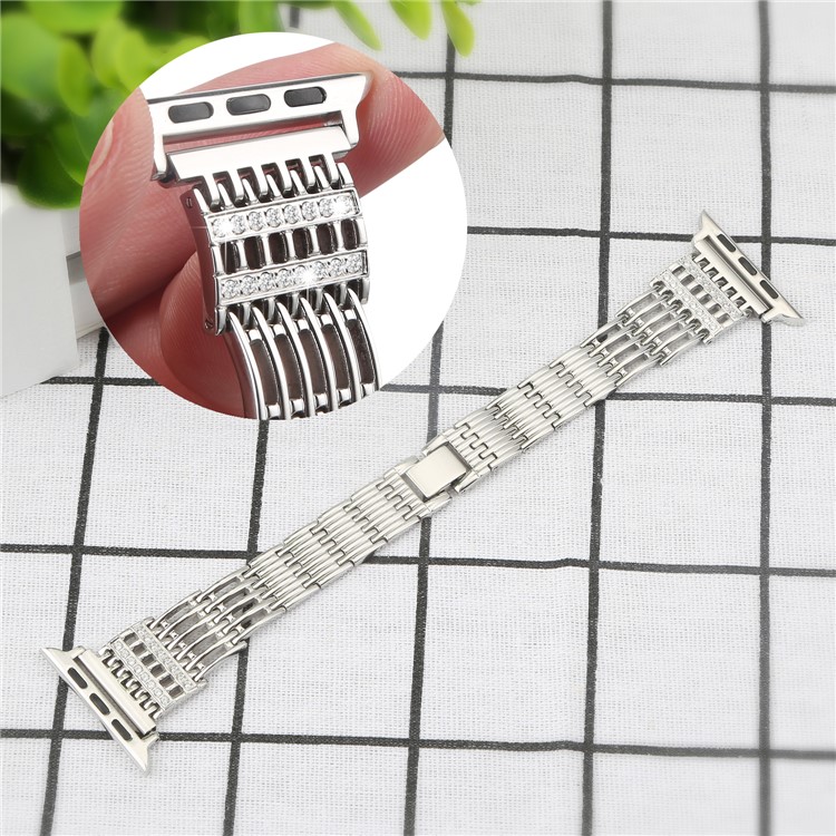 Rhinestone Alloy Watch Band Replacement for Apple Watch Series 3 / 2 / 1 38mm - Silver-4