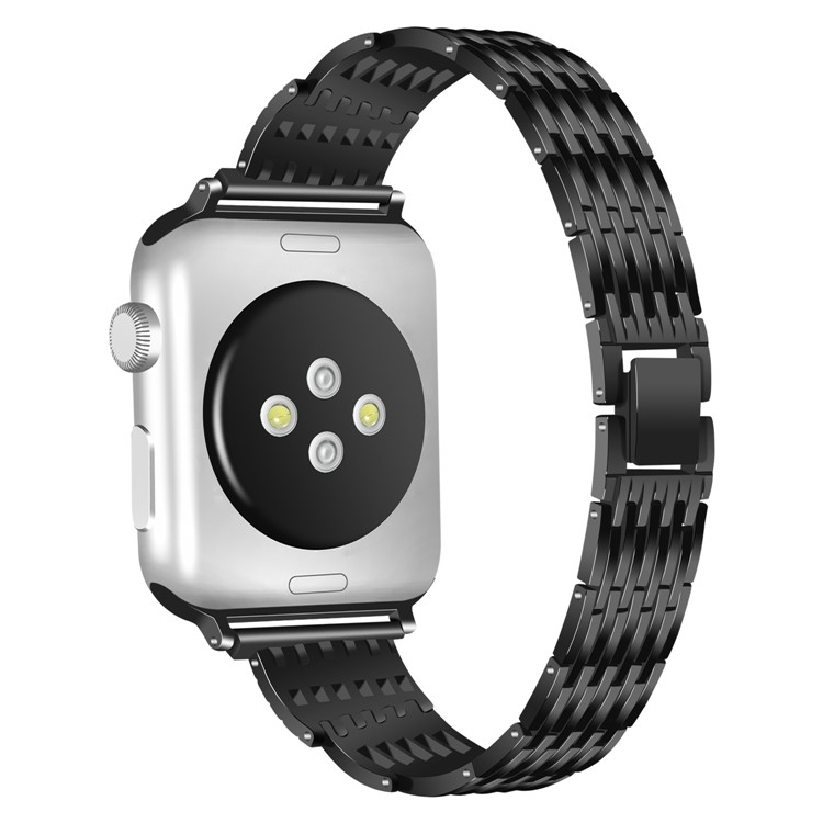 Fashion Rhinestones Hollow Stainless Steel Watch Strap for Apple Watch Series 3/2/1 38mm - Black-1