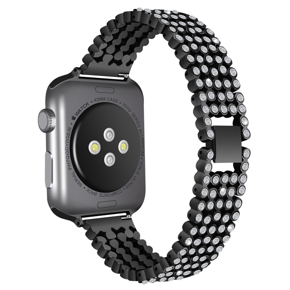 Stainless Steel Rhinestone Watch Band Replacement for Apple Watch Series 3 / 2 / 1 38mm - Black-1