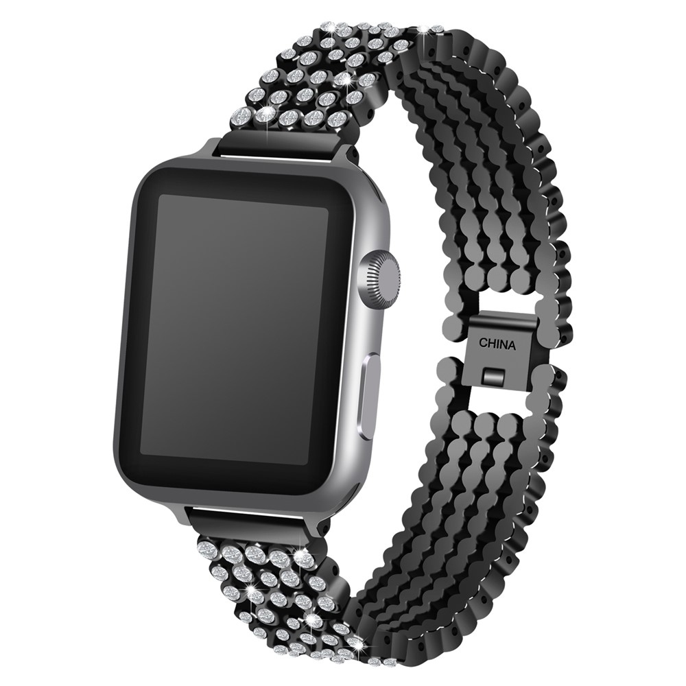 Stainless Steel Rhinestone Watch Band Replacement for Apple Watch Series 3 / 2 / 1 38mm - Black-2