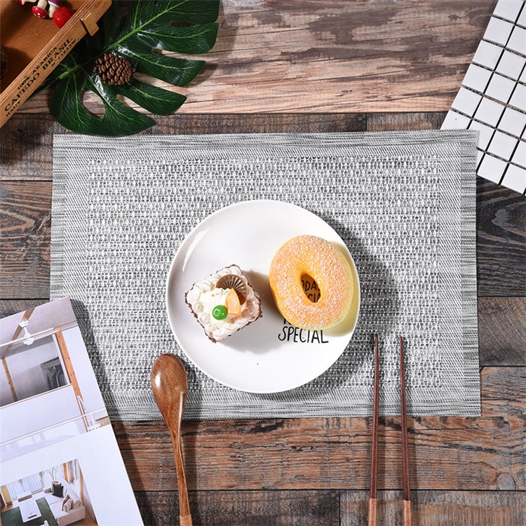 6PCS Fashionable Multi-functional Waterproof Heat Insulation PVC Placemat for Dining Table, Size: 30 x 45cm - Silver-1