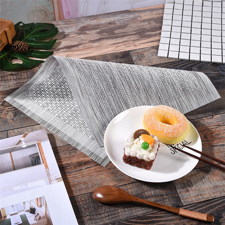6PCS Fashionable Multi-functional Waterproof Heat Insulation PVC Placemat for Dining Table, Size: 30 x 45cm - Silver-2