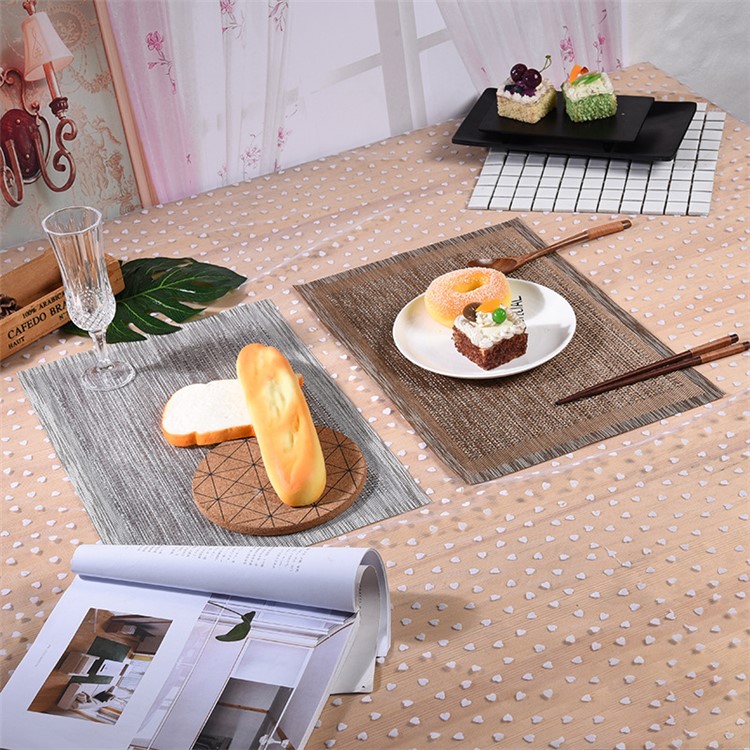 6PCS Fashionable Multi-functional Waterproof Heat Insulation PVC Placemat for Dining Table, Size: 30 x 45cm - Silver-3