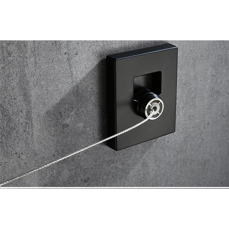 Retractable Clothesline Slip-resistant Clothing Rope Laundry Rack Clothes Hanger - Indoor / Black-6
