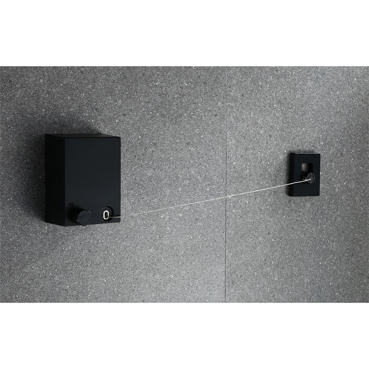 Retractable Clothesline Slip-resistant Clothing Rope Laundry Rack Clothes Hanger - Indoor / Black-9