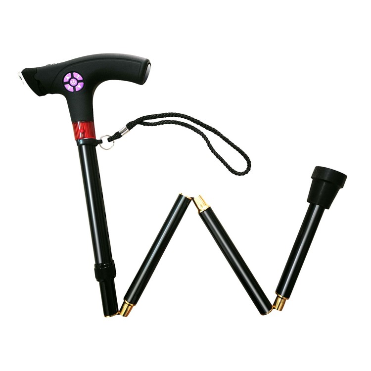 Intelligent Crutches Retractable Walking Stick Travel Climbing Pole Folding Cane with LED Alarm FM Radio-1