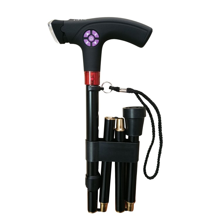 Intelligent Crutches Retractable Walking Stick Travel Climbing Pole Folding Cane with LED Alarm FM Radio-2