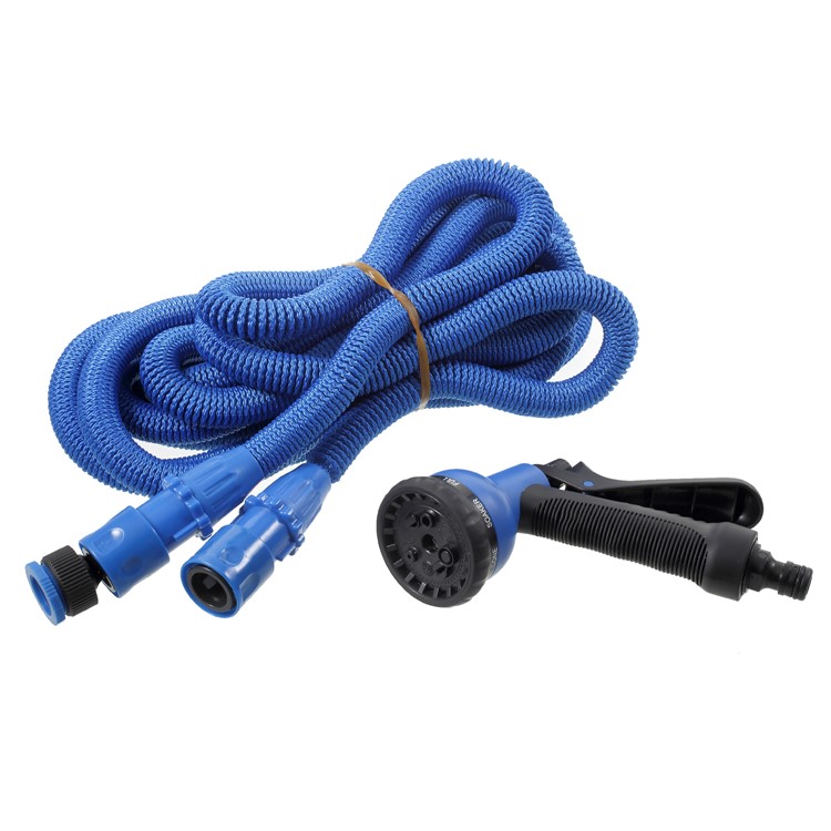 50FT Expandable Garden Water Hose Pipe 8-Pattern Spray Gun Anti-leakage Water Gun - Blue-14