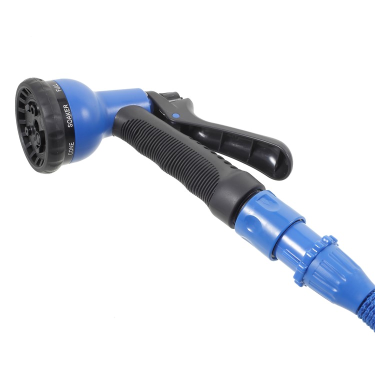 50FT Expandable Garden Water Hose Pipe 8-Pattern Spray Gun Anti-leakage Water Gun - Blue-7