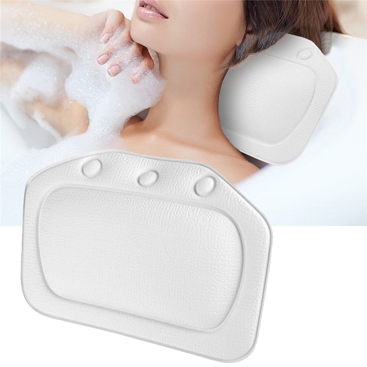 Comfortable PVC Relaxing Cushioned Bath Spa Pillow Non-slip Neck Bathtub Pillow - White-1