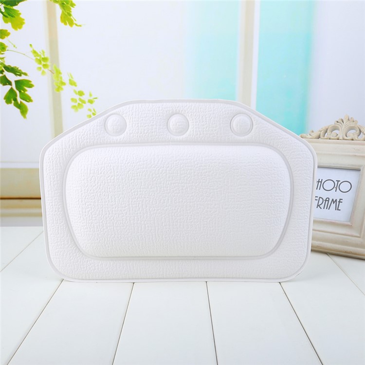 Comfortable PVC Relaxing Cushioned Bath Spa Pillow Non-slip Neck Bathtub Pillow - White-3