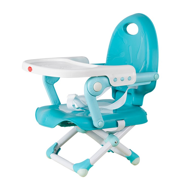 Portable Travel Kids 3-level Height Adjustable Eating Dining Chair Safety Seat with Detachable Dinner Plate - Blue-1