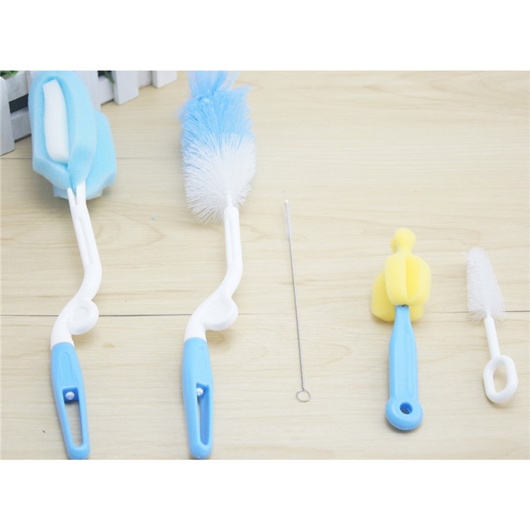 5 in 1 Baby Bottle Cleaning Brush Set Cleaner Kit - Blue-1