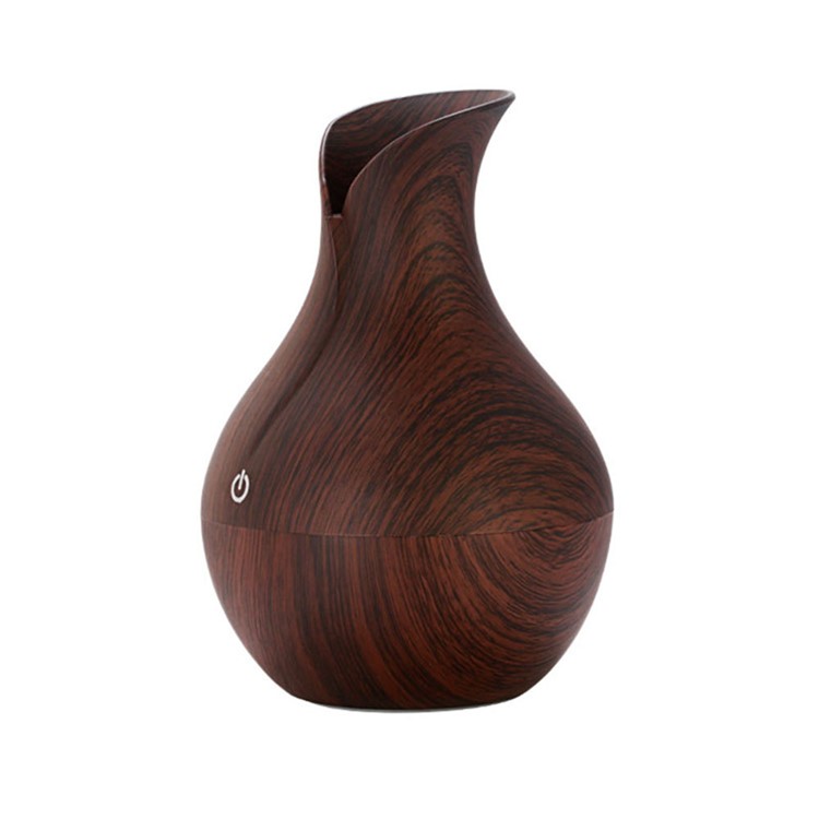 KJR-036 130ml Creative Wood Pattern Vase Air Humidifier LED Light Desktop Mist Sprayer - Coffee-2