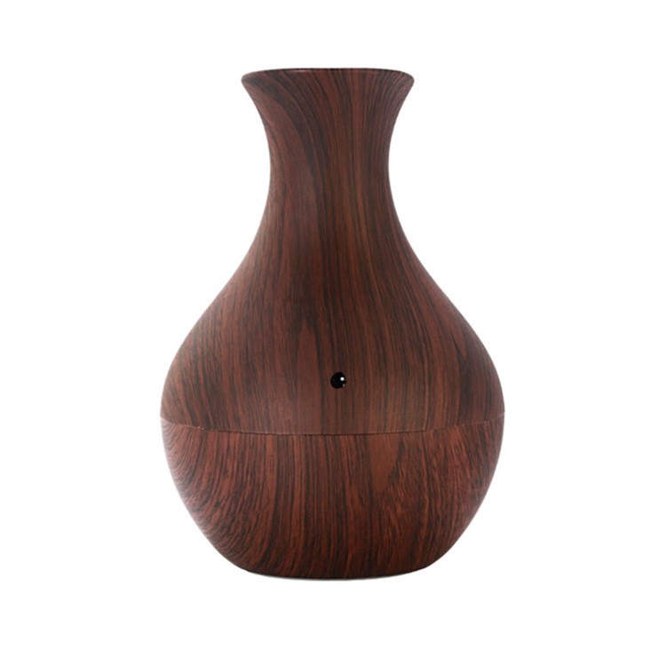 KJR-036 130ml Creative Wood Pattern Vase Air Humidifier LED Light Desktop Mist Sprayer - Coffee-3