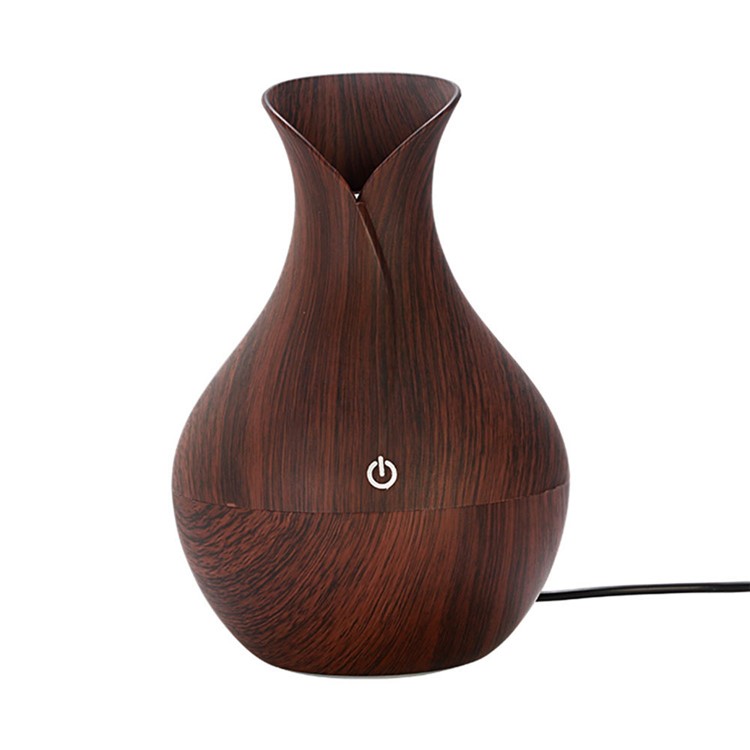 KJR-036 130ml Creative Wood Pattern Vase Air Humidifier LED Light Desktop Mist Sprayer - Coffee-5
