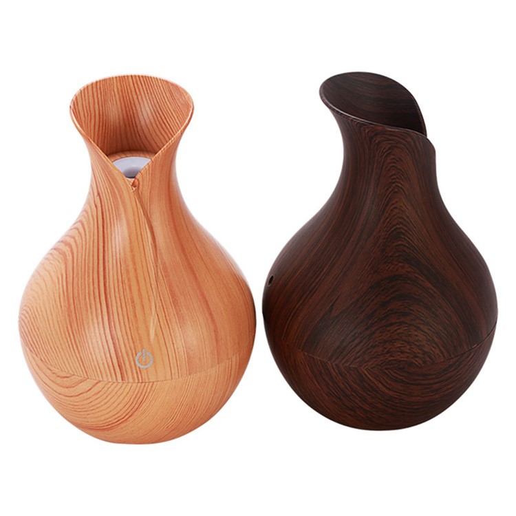 KJR-036 130ml Creative Wood Pattern Vase Air Humidifier LED Light Desktop Mist Sprayer - Coffee-7