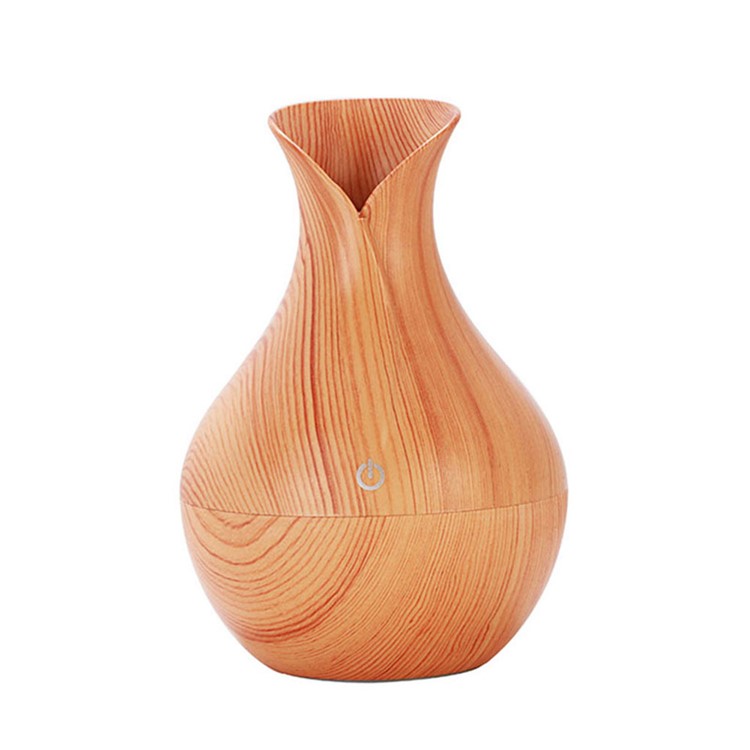 KJR-036 130ml Creative Wood Pattern Vase Air Purifier Home Office Humidifier with LED Light - Brown-1