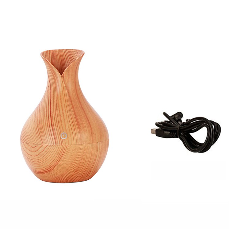 KJR-036 130ml Creative Wood Pattern Vase Air Purifier Home Office Humidifier with LED Light - Brown-10