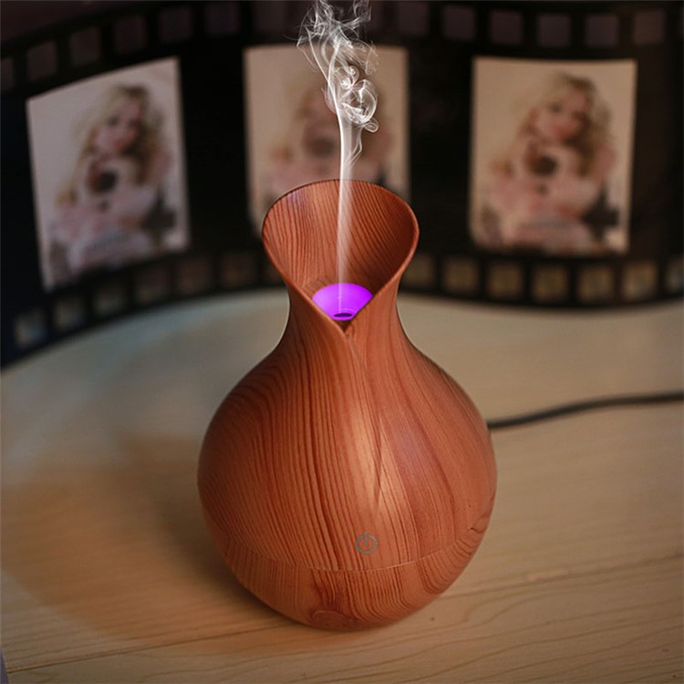 KJR-036 130ml Creative Wood Pattern Vase Air Purifier Home Office Humidifier with LED Light - Brown-11