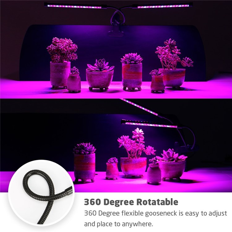 18W Adjustable Gooseneck Dual Head 36 LED Chips Timing Grow Lamp with Red/Blue Spectrum for Indoor Plants - US Plug-6