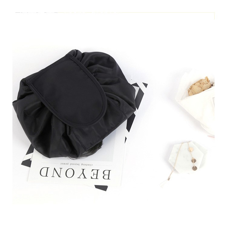 Waterproof Women Toiletry Bag Folding Large Capacity Lazy Cosmetic Bag - Black-8