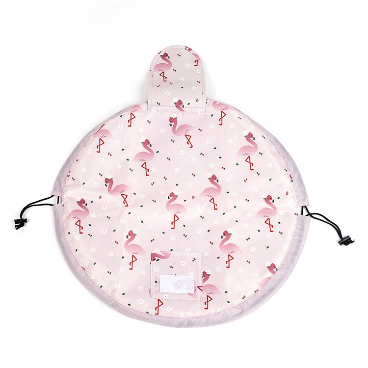 Waterproof Women Toiletry Bag Folding Large Capacity Lazy Cosmetic Pouch - Flamingo Pattern-2