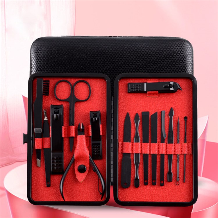 15 in 1 Stainless Steel Professional Manicure Set Pedicure Kit with Black Travel Case-1