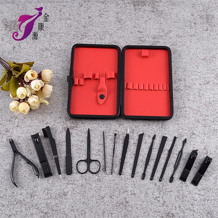 15 in 1 Stainless Steel Professional Manicure Set Pedicure Kit with Black Travel Case-3