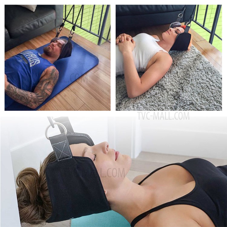 Instant Vertebrae and Pinched Nerve Relief Neck Massager Neck Hammock Chiropractic Traction Stretching Care Tool - Black-8