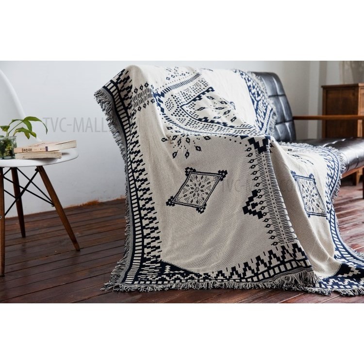 Cotton Thread Sofa Cover Blanket Warm Blanket with Tassels, Size: 180 x 220cm - Style A-4