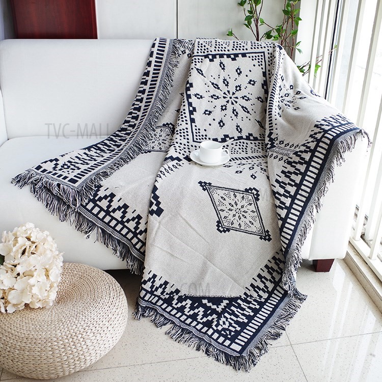 Cotton Thread Sofa Cover Blanket Warm Blanket with Tassels, Size: 230 x 250cm - Style A-1