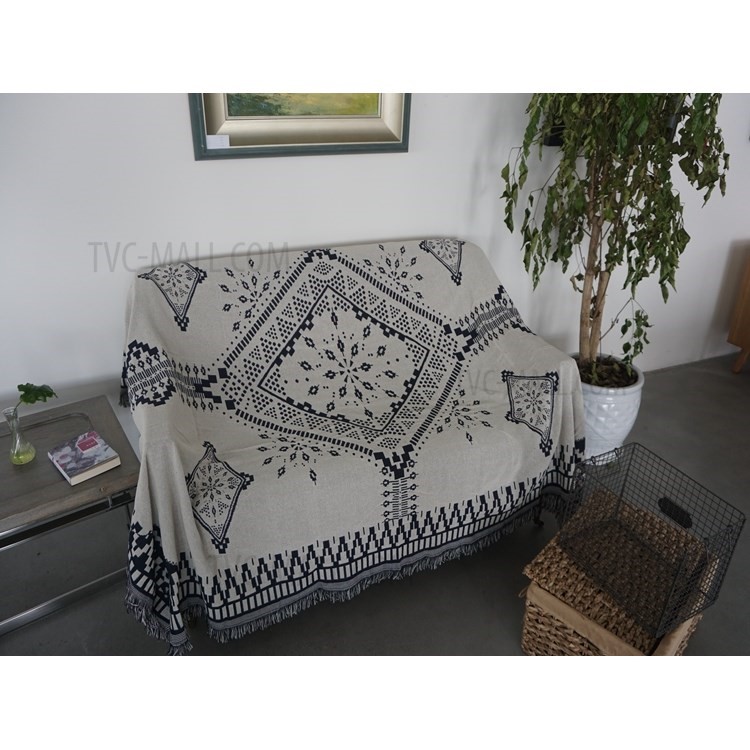 Cotton Thread Sofa Cover Blanket Warm Blanket with Tassels, Size: 230 x 250cm - Style A-2