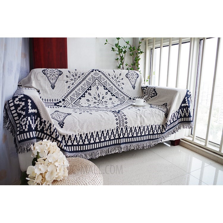 Cotton Thread Sofa Cover Blanket Warm Blanket with Tassels, Size: 230 x 250cm - Style A-3