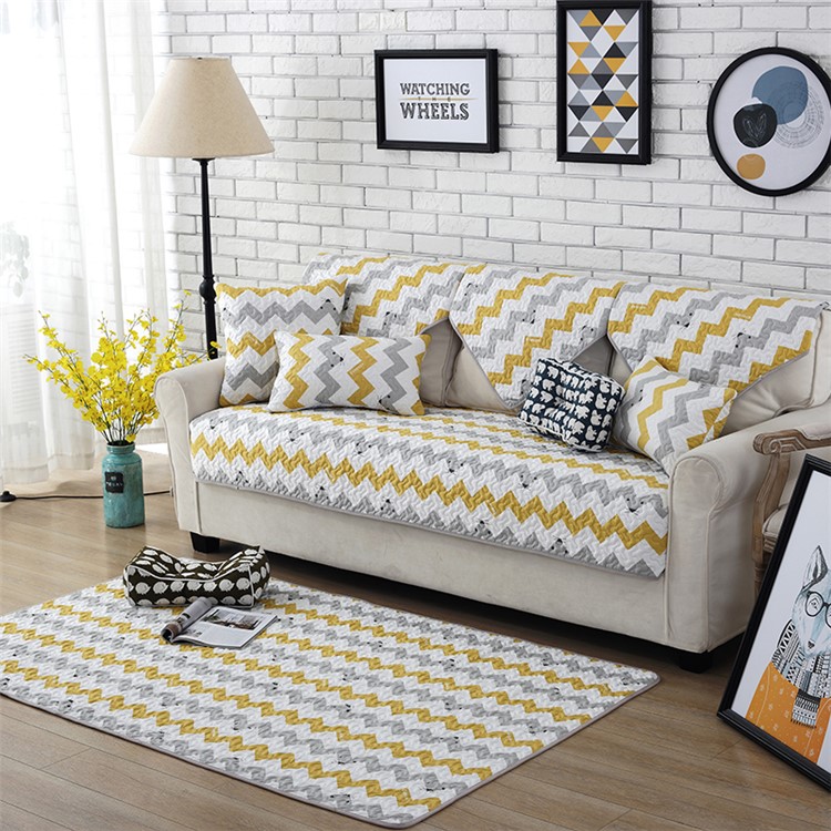 Anti-skid Sofa Slipcovers Washable Cotton Fabric Couch Cover, Size: 70 x 70cm - Water Ripples Pattern-2